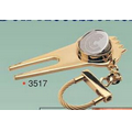 3"x1-3/4" Gold Plated Brass Golf Divot Tool/ Keyring/ Marker (Engraved)